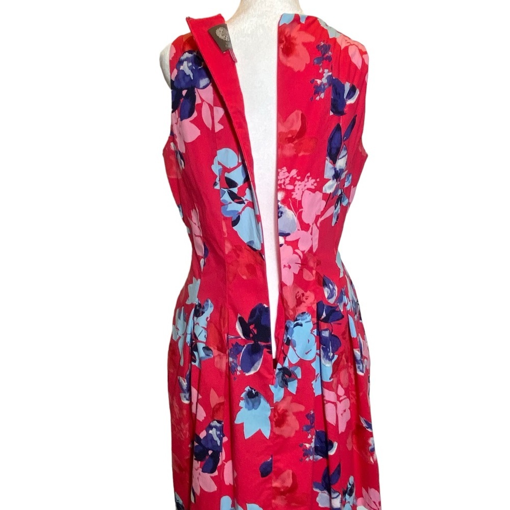 VINCE CAMUTO women's 12 floral pink sleeveless fit & flare party summer dress - Picture 7 of 10